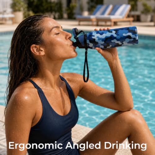 Image of 32 oz Insulated Stainless Steel Water Bottle No Straw Magnetic Lid