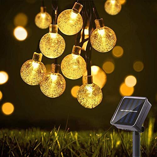 SNOMYRS Cadena de luces solares para exteriores, 50 ledes, 22.9 pies, luces LED impermeables con 8 modos de iluminación, luces solares para patio, jardín, patio, casa, porche, boda Cover