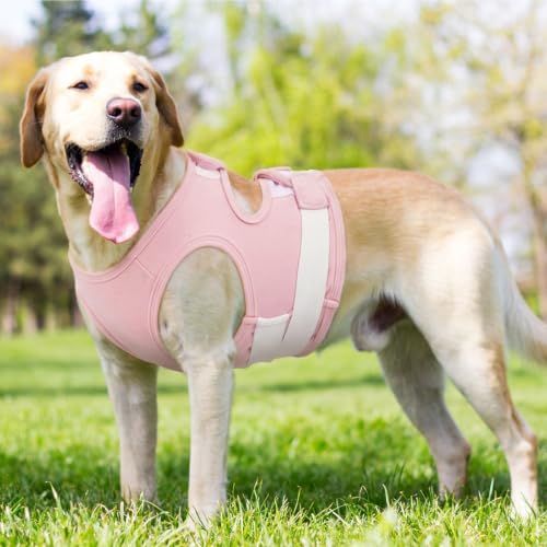 Image of MIGOHI Dog Anxiety Relief Jacket, Breathable Calming Shirt for Dogs, Soft Compression Vest for Storm, Fireworks, Separation - Dog Anxiety Calming Wrap Helps Stop Shaking & Barking, Pink M