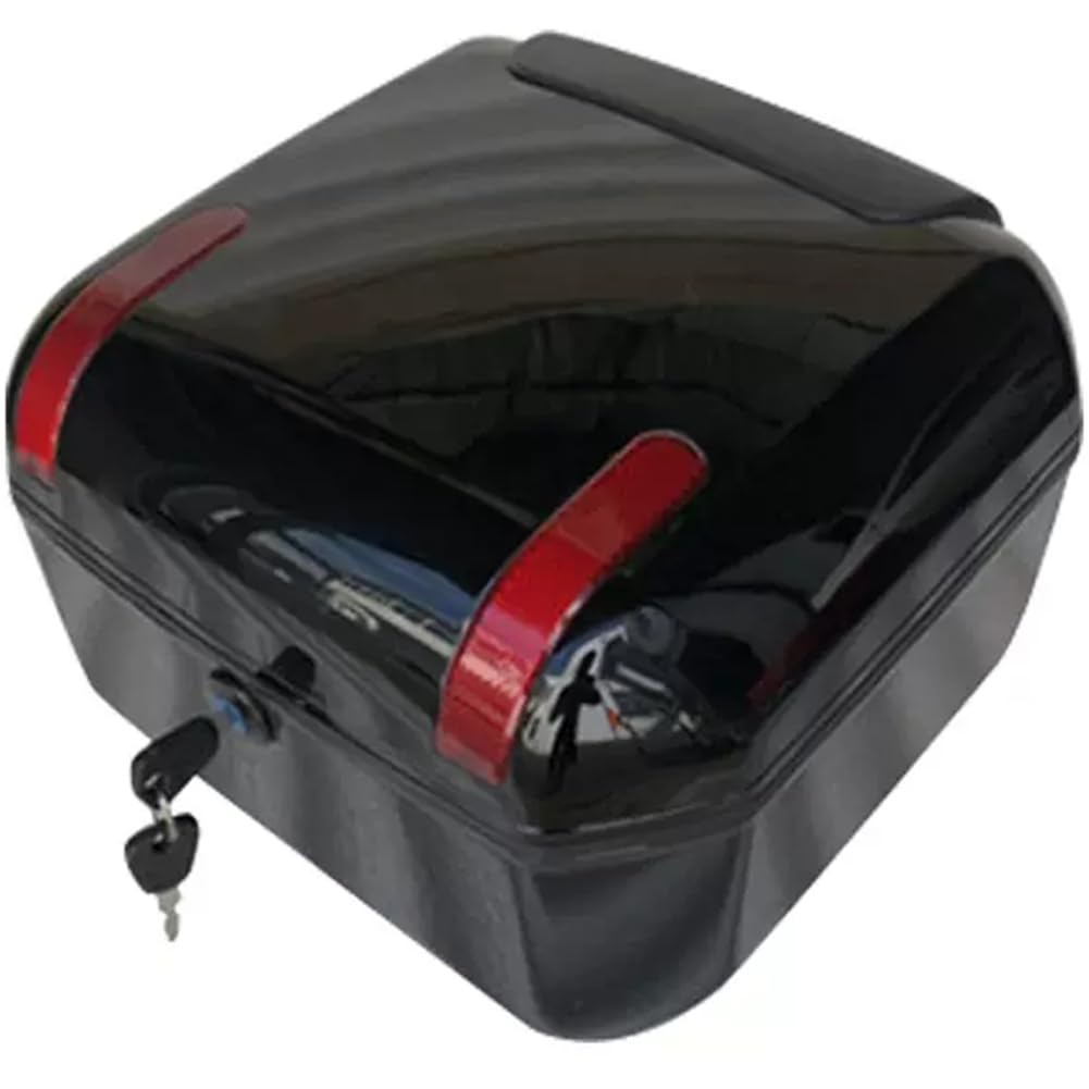 AVIITI Universal Motorcycle Scooter Tail Box, Can Store Helmet Motorbike Luggage Bags, with Comfortable Backrest Storage Carrier Case,Black,33x34x23cm