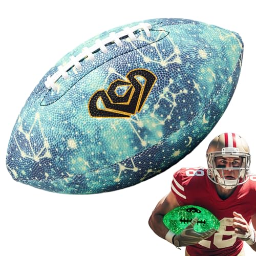 Balones de fútbol iluminados, tamaño 6/9, pelota de fútbol de noche súper agarre, piel sintética, impermeable, con iluminación, doble cordón, americano para niños, jóvenes y adultos