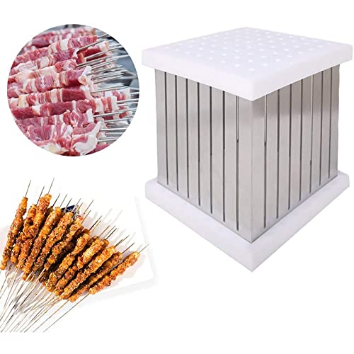 64 fori BBQ Skewer Maker Tool, scatola riutilizzabile della griglia della carne per la cottura all'aperto, accessorio di preparazione veloce di Kebab per feste in famiglia e eventi di barbecue da giar