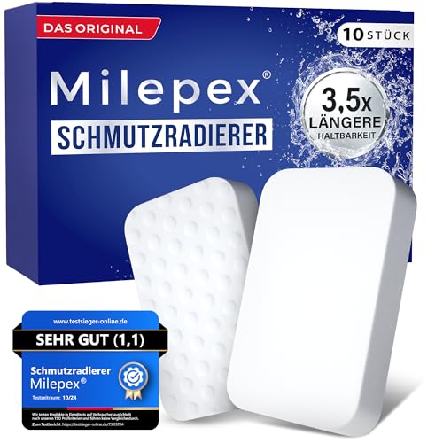 Milepex® Schmutzradierer [10x] – Premium Schwamm für Wand, Boden, Sneaker & Auto | Zauberschwamm & Magic Eraser für Haushalt, Bad & Küche | Extra stark & langlebig | Nur...