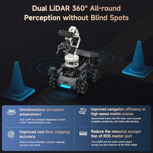 Image of Yahboom Robot Large AI Model ROS2 Programming Python,Lidar SLAM,3D Map Navigation,AI Vision,6DOF Robotic Arm,Voice Control, with Jetson Nano 4GB