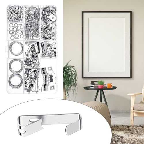Image of 246Pcs Metal Picture Hanging Hook Kits Heavy Duty Picture Frames Hook With Nails Hanging Hardware Easy Installation