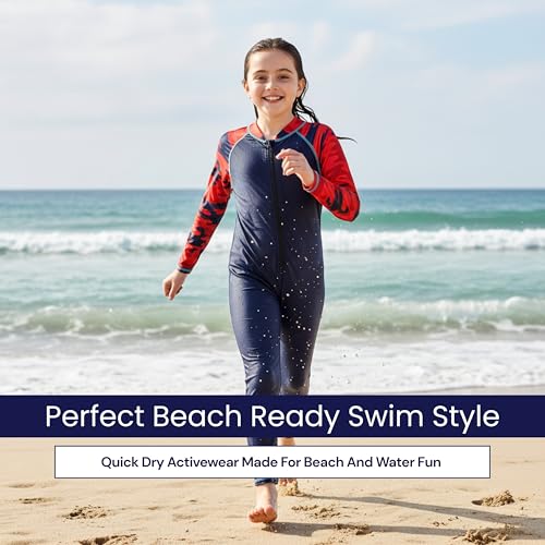 Image of ZIUM Girls 4 Way Lycra Swimsuit Cum Diving Suit with Print & Plain Options