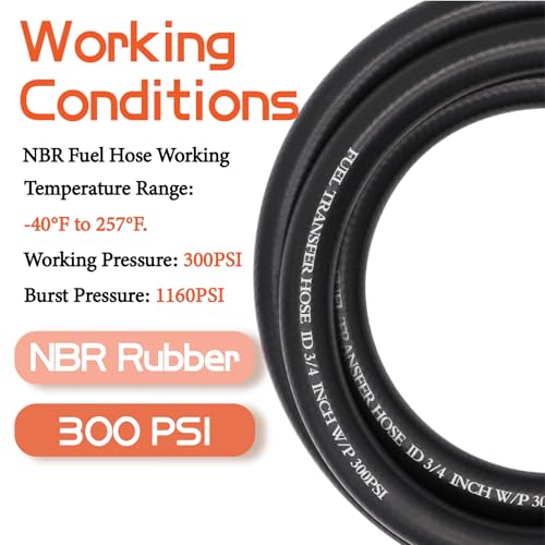 Image of 3 /4 inch Fuel Transfer Hose 20FT,Farm Pump Hose with Swivel for Gasoline,Diesel