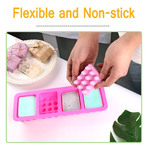 Famimkr Silicone Massage Bar Soap Molds Silicon Molds For Soaps Making, Handmade Soap Molds 3Pcs (Rectangle And Circle) #TOP3