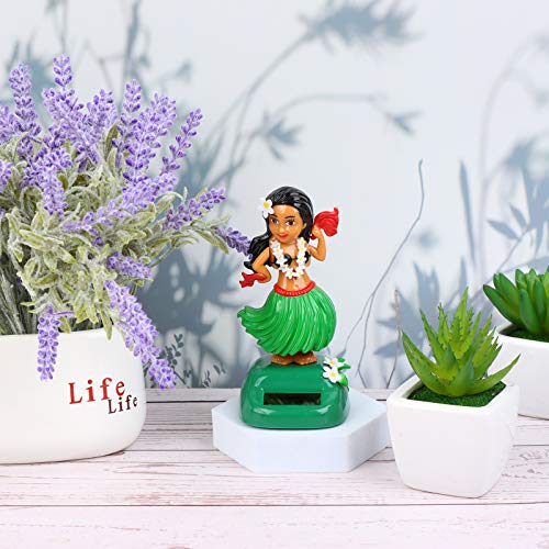 Ujuuu Hawaiian Sola Shaking Doll Girl Bobble Hula Shaking Head Doll Car Dashboard Dancing Figure Toy For Car Interior Hawaii Party Decorations Ornament (Green) #TOP4