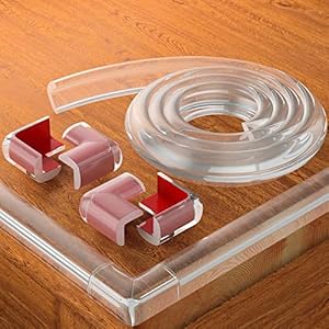 BEARTOP Kantenschutz aus PVC | starker Tesa Kleber | schützt Babys, Kinder & ältere Menschen | für Tische, Platten, Kommoden | Selbstklebender Tischkantenschutz | Transparent