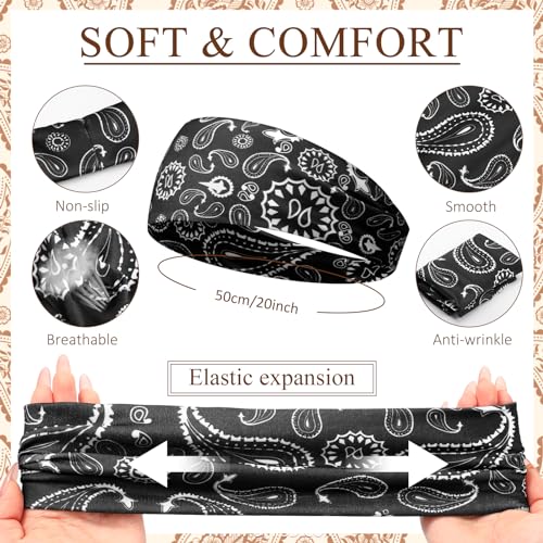 Image of 18 Pcs Sports Sweatbands for Men Women Camo Headbands Workout Non Slip Headbands Breathable Head Band Fitness Stretchy Unisex Hairband for Yoga Running Cycling Ball