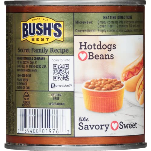 Bush's Best Brown Sugar Hickory Baked Beans, Source Of Plant Based Protein And Fiber, Low Fat, Gluten Free, 16 Oz #TOP1