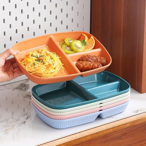 Image of 2 Compartment Serving Plates for Sushi, Snacks, Cake, Meat & Appetizers Great for Parties, Family Gatherings, and Holidays Dishwasher & Microwave Safe Dinnerware (Pink, Pack of 4)