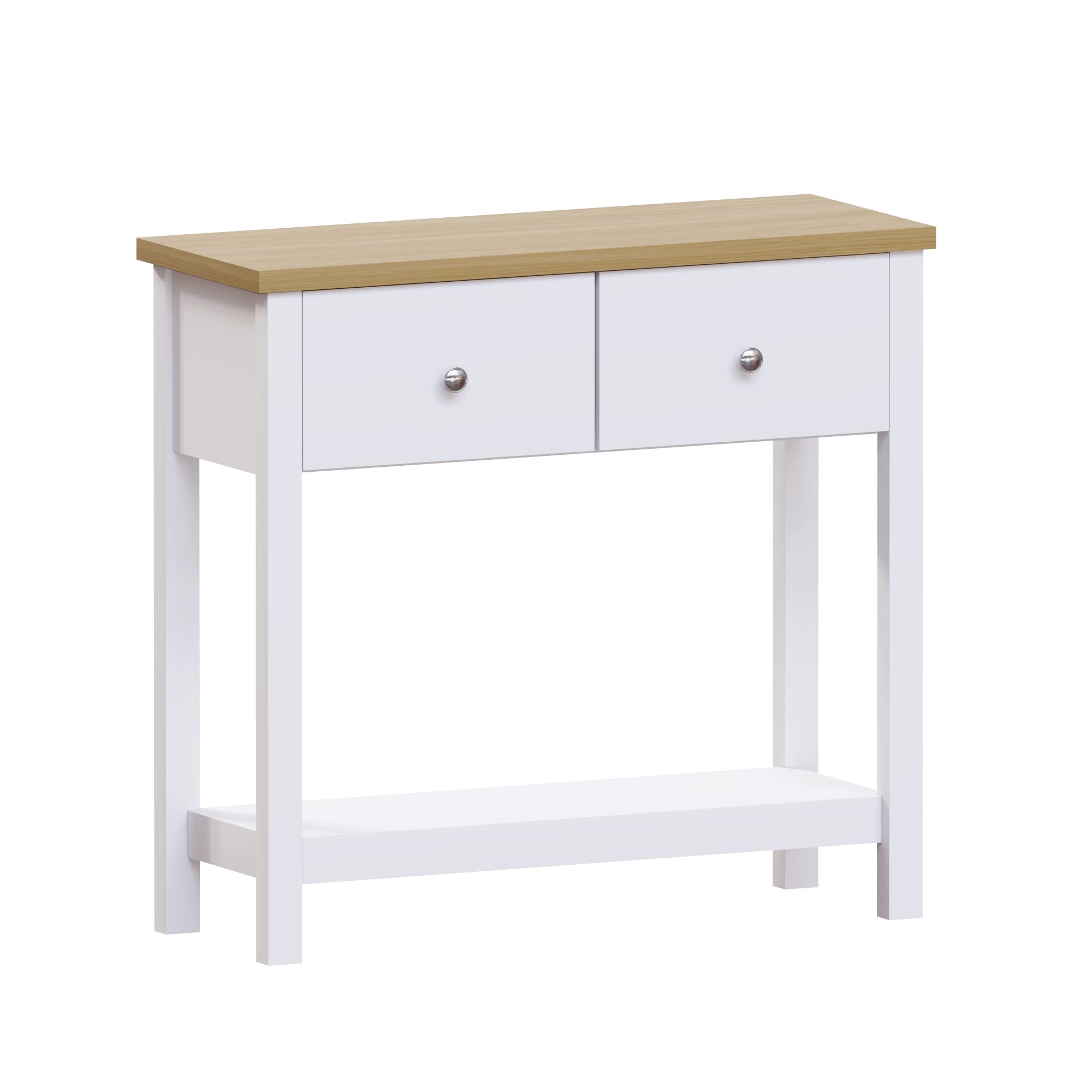 Vida Designs Arlington Console Table Shelf Hallway Side End Dressing Table MDF (White, 2 Drawer)