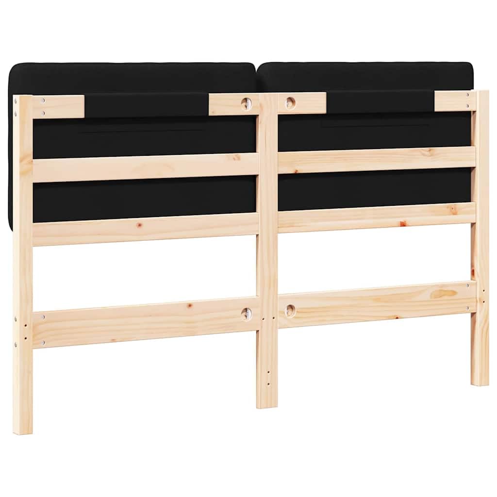 Tête de lit rembourrée en pin massif marron et noir 145,5 x 12 x 84,5 cm pour chambre à coucher, rembourrée avec housse en tissu, montage mural, panneau mural élégant pour lit double et lit