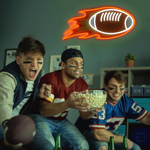Image of Football Neon Signs Dimmable Football Neon Lights Wall Decor for Club Dormitory Bedroom Shop Home Birthday Party Gift Art for Kids Fans 16.54x12.2 IN-USB Powered-Acrylic
