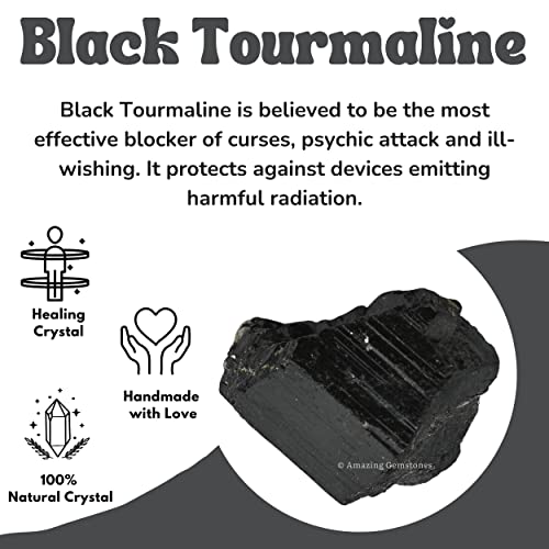 Image of Amazing Gemstone Genuine Black Tourmaline Crystals Stone Raw Protection for Healing, Natural Rocks for Tumbling - Turmalina Negra Original (2 Pieces)