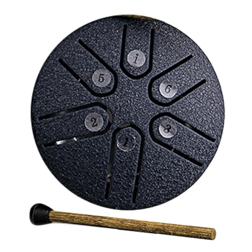 YUAXIA (ユアクシア) ミニタングドラム、3 Inch 6トーン子供用パーカッションハンドパンドラム、ドラムスティック付きポータブルスチールスリットドラム(Cyan,B)