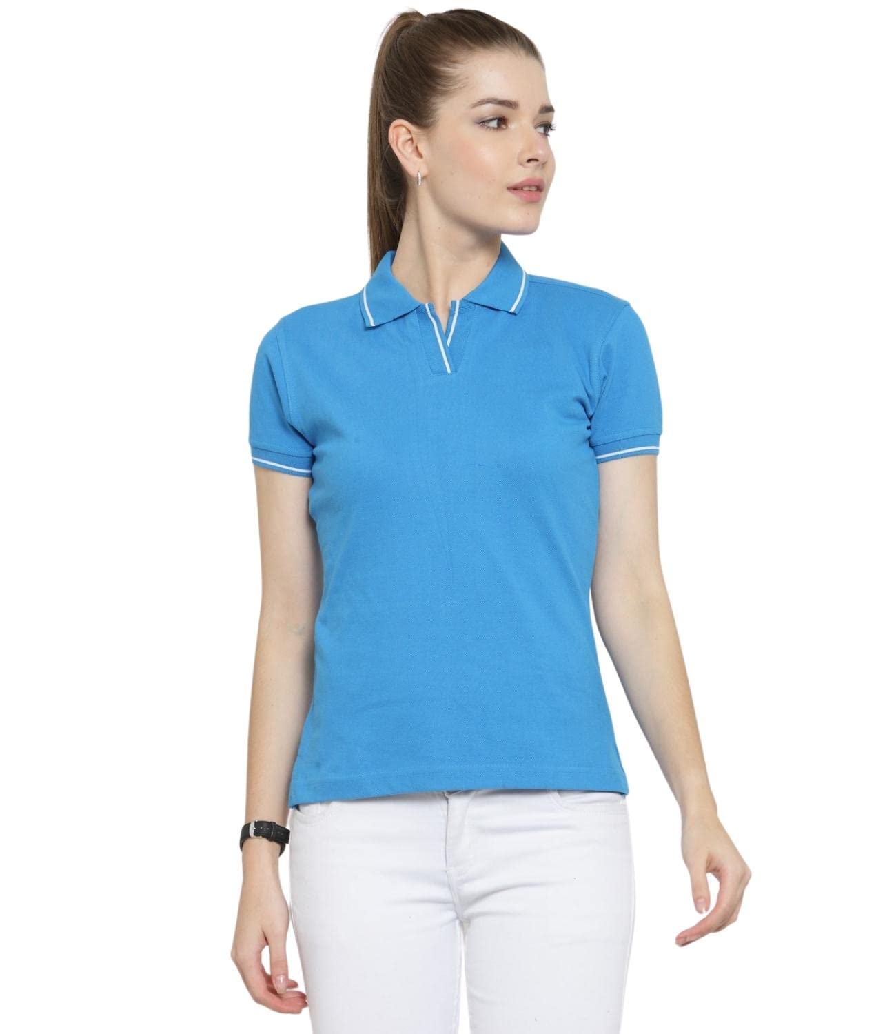 scott international Women's 100% Pure Organic Cotton Polo Regular Fit T-Shirt-picture-39