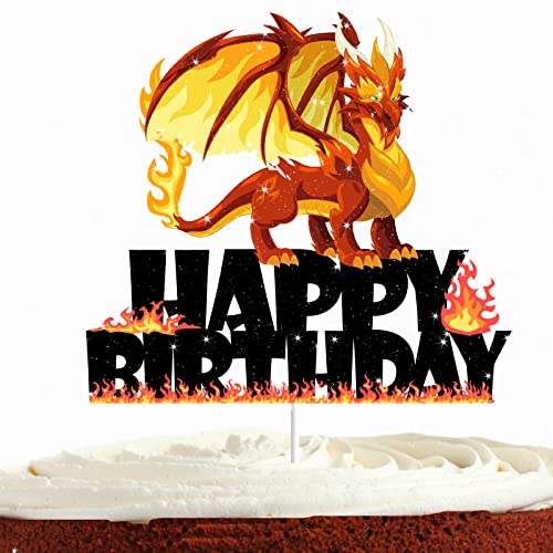 Decoración para tarta de dragón y feliz cumpleaños para tartas infantiles