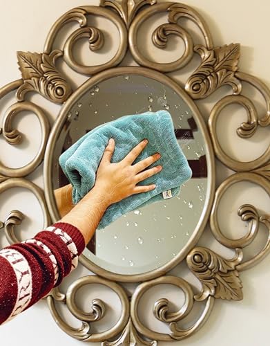 Image of SOFTSPUN Microfiber Cloth for Home - 1600 GSM, 40x60 cms, 1 Pcs, Aqua Blue Twisted Loop Super Absorbent Towel -Highly Absorbent Lint and Streak Free Multi Purpose Wash Cloth for Kitchen.