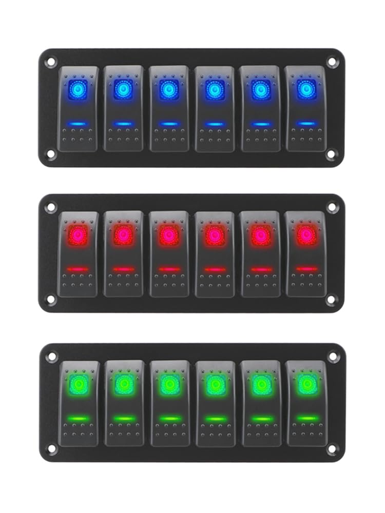 Baceyong Panel de interruptor basculante para coche, 12 V/24 V, 240 W, modificado para yate, 12-24 V, aluminio, interruptor universal de 3/4/5/6/8