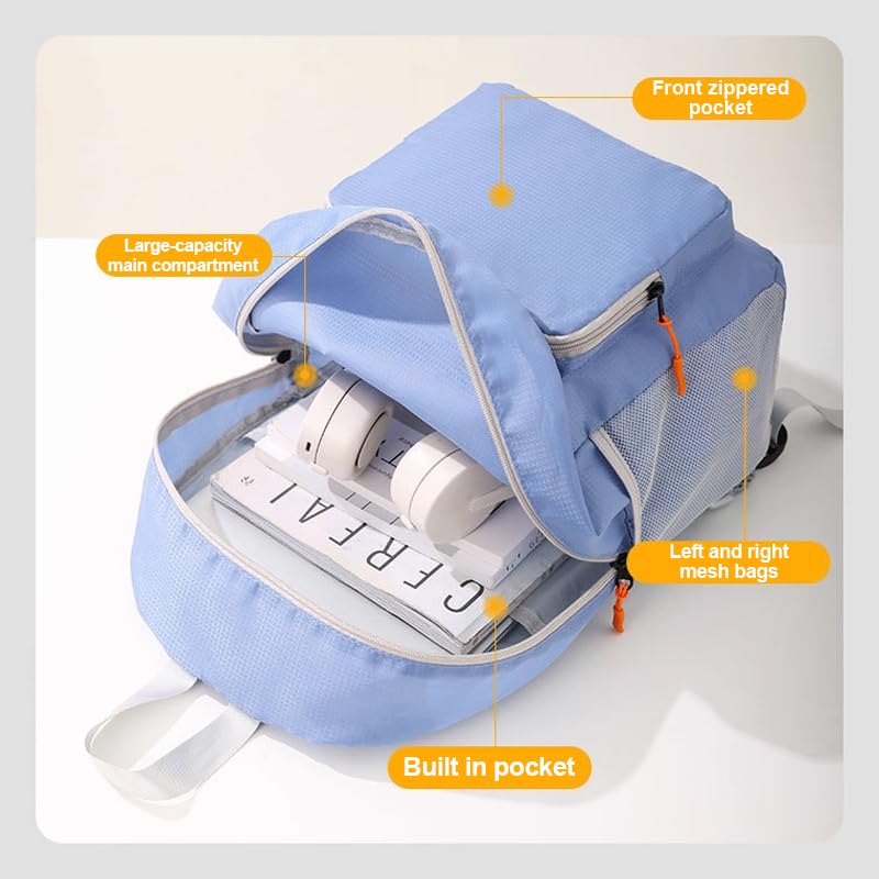 Mochila ligera plegable 30L impermeable negra miniatura 6