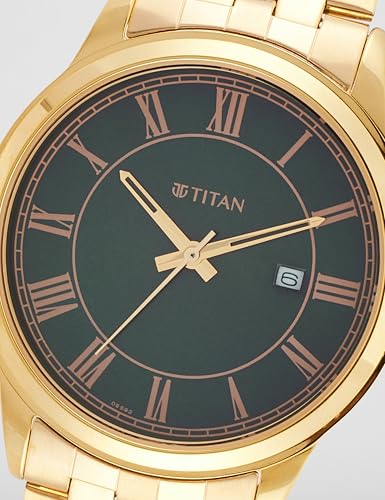 Image of Titan Karishma Festive 3.0 Quartz Green Round Dial Men's Watch | Stainless Steel Strap Material | Watches for Men Analog - 10060YM05