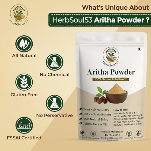Image of Natural & Organic Reetha Powder For Hair Cleaning 200 Gram - 100% Pure Ayurvedic Aritha /Soapnut Powder | Hair Care, Strengthening, Conditioning | Sapindus Mukorossi Chemical Free Hair Mask
