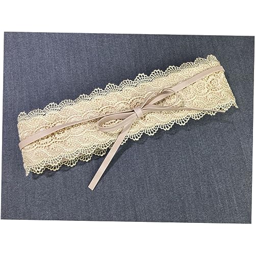 Beaupretty Cream Lace Wide Band Corset Waist Belt for Women Adjustable Bowknot Tie Dress Accessory Slimming Faux PU Leather Waist Cincher for Prom Party and Casual Wear4