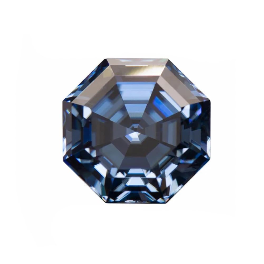 Moissanite octagone bleu royal VVS1 de 3.0ct pour création de bijoux uniques