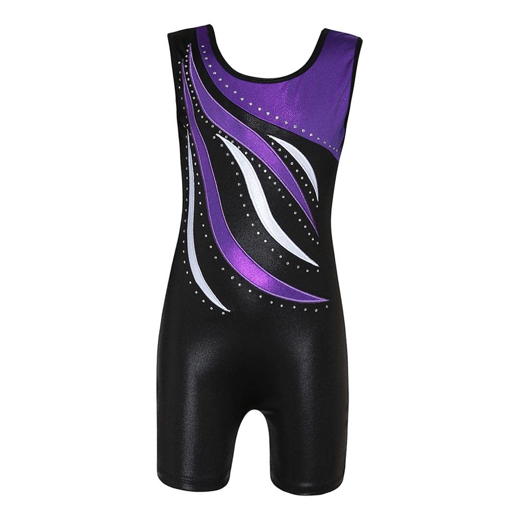 MERISHOPP® Girls Ballet Dance Gymnastics Leotards Tank Boy Shorts 11-12 Years Purple|Clothing, Shoes & Accessories | Dancewear |1 Piece Girls Leotard-image-27