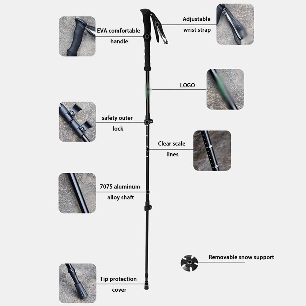 2er-Pack Verstellbare Trekkingstöcke, Leichte Outdoor-Ausrüstung, Nordic-Walking-Stöcke, Für Männer, Frauen Und Senioren(Black Color)
