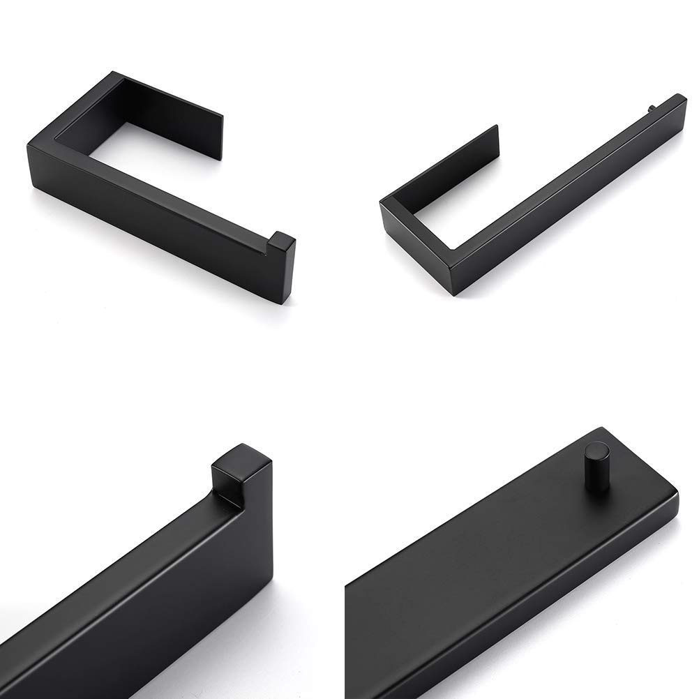 Ganchos autoadhesivos, Ganchos adhesivos for colgar, Portarrollos de papel higiénico autoadhesivo Portarrollos de papel higiénico de baño negro SUS 304 Acero inoxidable Fácil instalación sin taladrar