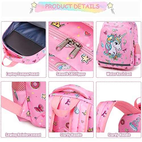 Girls Unicorn Backpack, Elementary School Kids Backpack for Girls Unicorn Bookbag Set with Chest Strap Lunch Bag and Pencil Case4