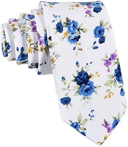 EasyJoy Skinny Ties Men's Cotton Printed Floral Necktie (color 5)