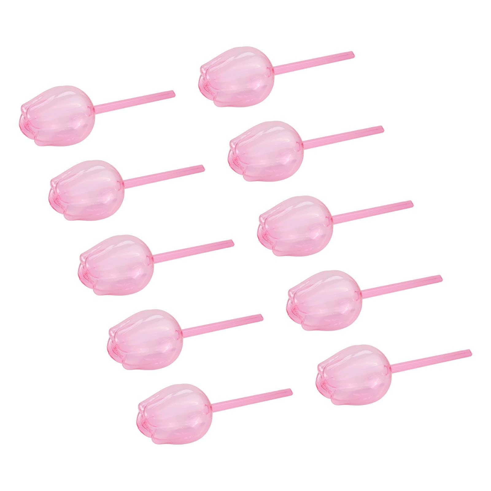 Lot de 10 globes d'arrosage en forme de tulipe pour plantes, dispositif d'arrosage automatique avec goutteur en PVC, fournitures d'irrigation de jardin d'intérieur et d'extérieur Rose