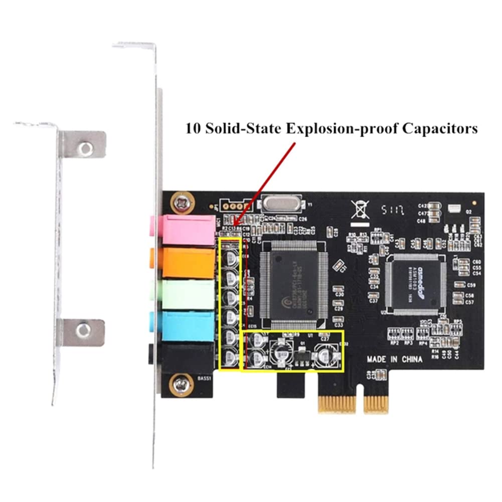 Orton Scheda Audio PCIe 5.1, Surround 3D, PC Chip CMI8738 per Windows XP/7/10