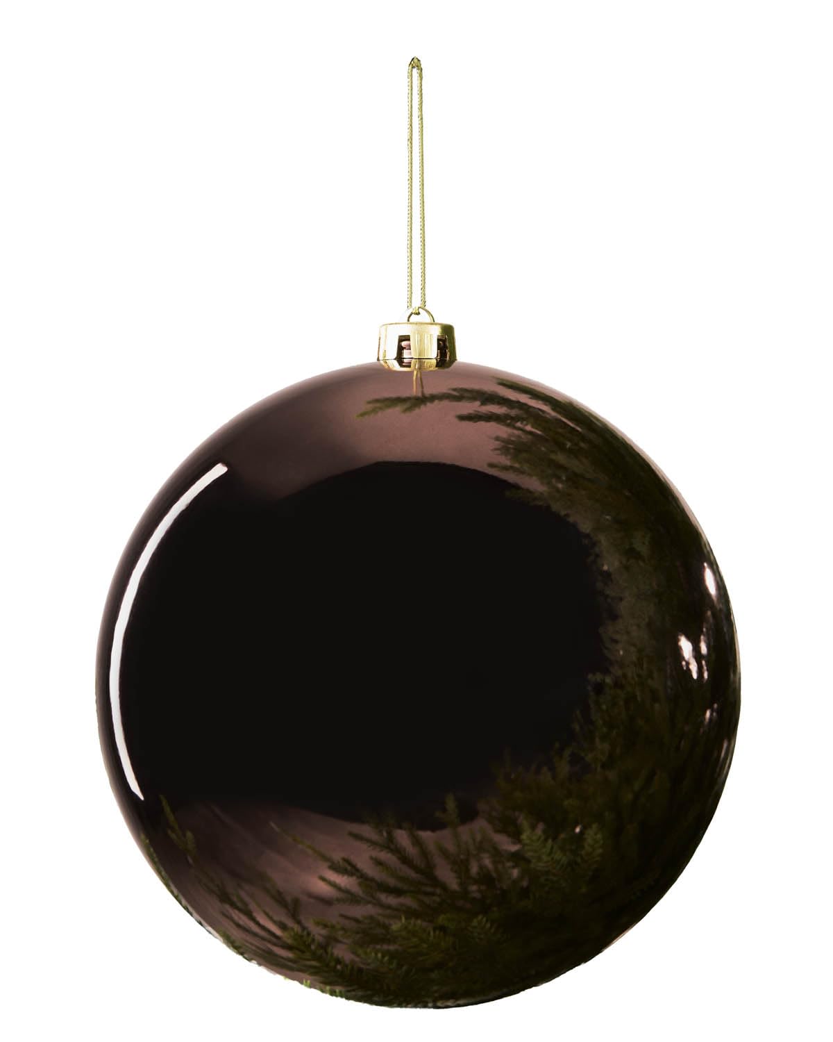 WeRChristmas Espresso Shiny Extra Large Christmas Bauble 20 cm, Shatterproof, 6 Pack — image 1
