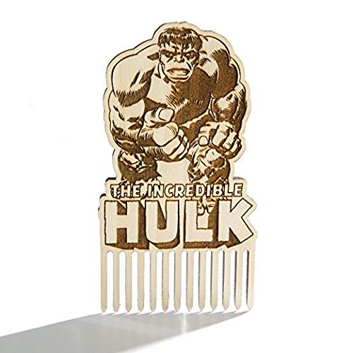 BEARD GAINS Avengers Incredible Hulk Wooden Beard Comb | Men's Accessories | Pocket Sized Portable Beard Shaping Tool | Style and Groom Facial Hairs | MADE IN USA