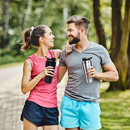 ROCKY&CHAO Roestvrijstalen eiwitshaker, 900 ML metalen eiwitmixer met mengbal, fitnessshakerfles voor mannen en vrouwen… - Image 6
