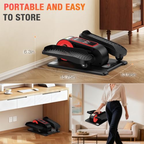 Image of Under Desk Elliptical Machine, Electric Elliptical Leg Exerciser for Senior | Quiet and Compact Electric Seated Pedal Exerciser for Home with Monitor, Remote Control and 12 Adjustable Speeds