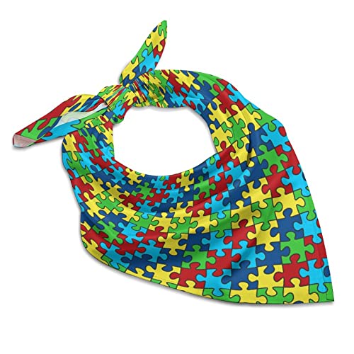 Autism Awareness Puzzle Kerchief Square Silk Like Scarf Print Turban Bandanas Party Favor Scarf Headband Handkerchiefs