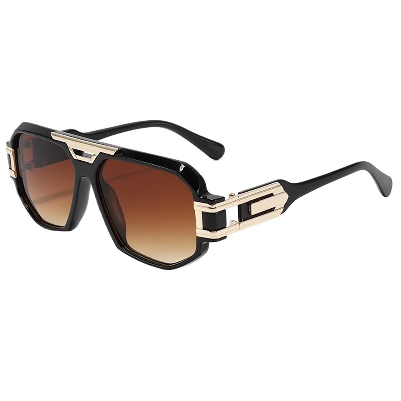 3Mog7y1 Unisex Black Tea Retro Square Sunglasses Uv400