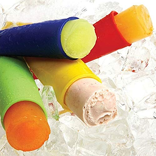 ZH Silicone Popsicle Mould, 6 Vibrant Colors with Cover, Durable, Reusable, DIY Ice Cream Jelly Lollipop Popsicle Pops Set of 6(color007)