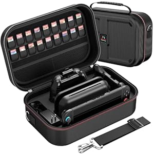 Switch 2 Carry Case Compatible with Nintendo Switch 2,with 18 Games Cartridges Waterproof and Dustproof Travel Case for Switch 2 and Switch 2 Accessories，with Handles and Shoulder Straps
