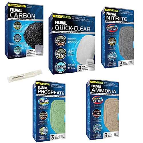 Inland Seas Fluval 106/107 206/207 Canister Filter Monthly Maintenance Kit Plus Bundle (5 Items)