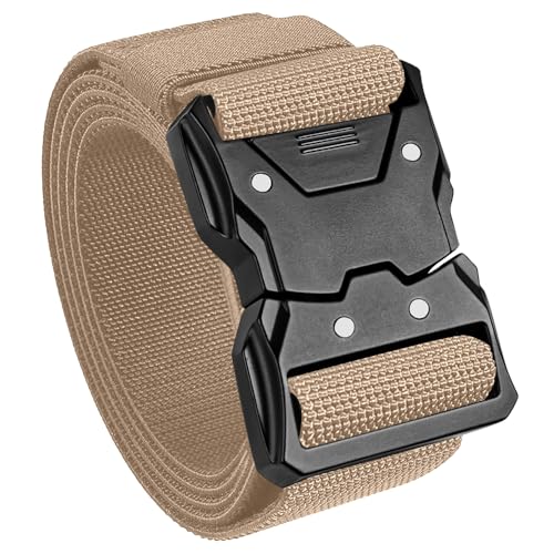 TECEUM Belt – Coyote B6 L – Heavy-Duty, Work, Hiking, Rigger, EDC Men’s Belts – Quick-Release – Nylon Web