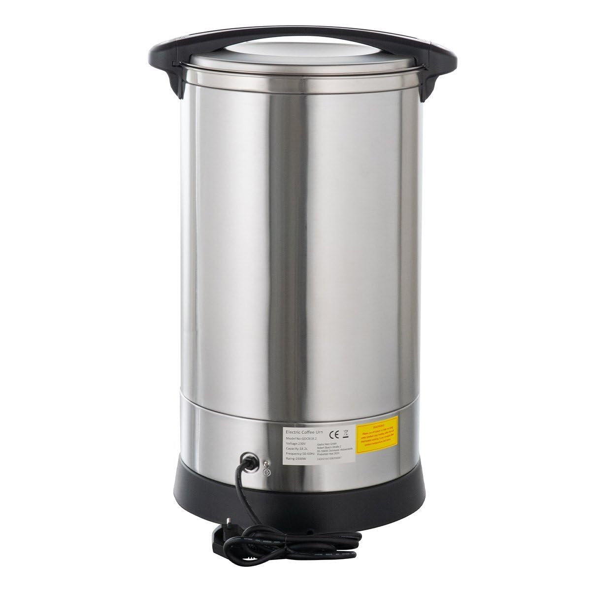 GastroHero Kaffeebereiter 18,2 Liter I Edelstahl Perkolator 121 Tassen Kapazität, Edelstahlfilter, Überhitzungsschutz, Zapfhahn & Wasserauffangschale