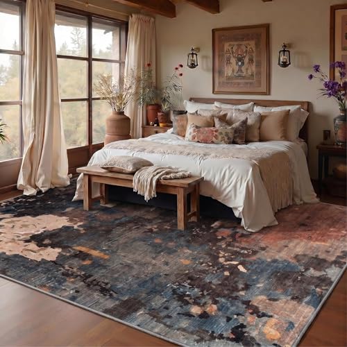 Image of Medallion Vintage Look Carpet for Living Room Bedroom Dining Room | Washable Area Rug with Non Slip TPR Backing | Modern Floor Carpet for Home(Design05-5x7 Feet)